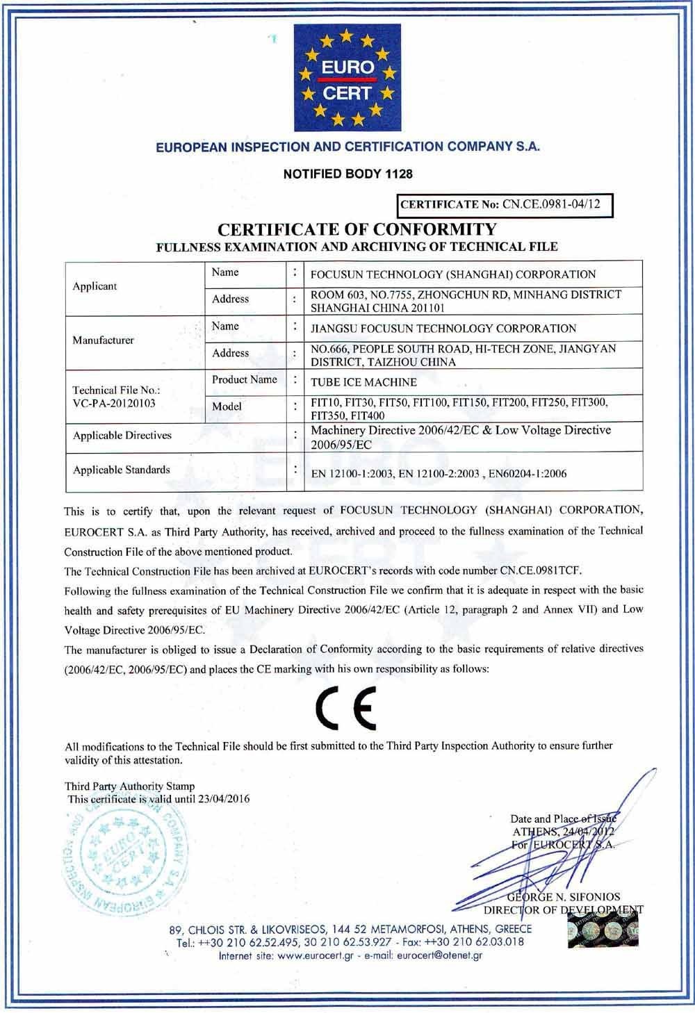 Pump Driven 10 Tons Automatic Tube Ice Machine for Large Scale Production