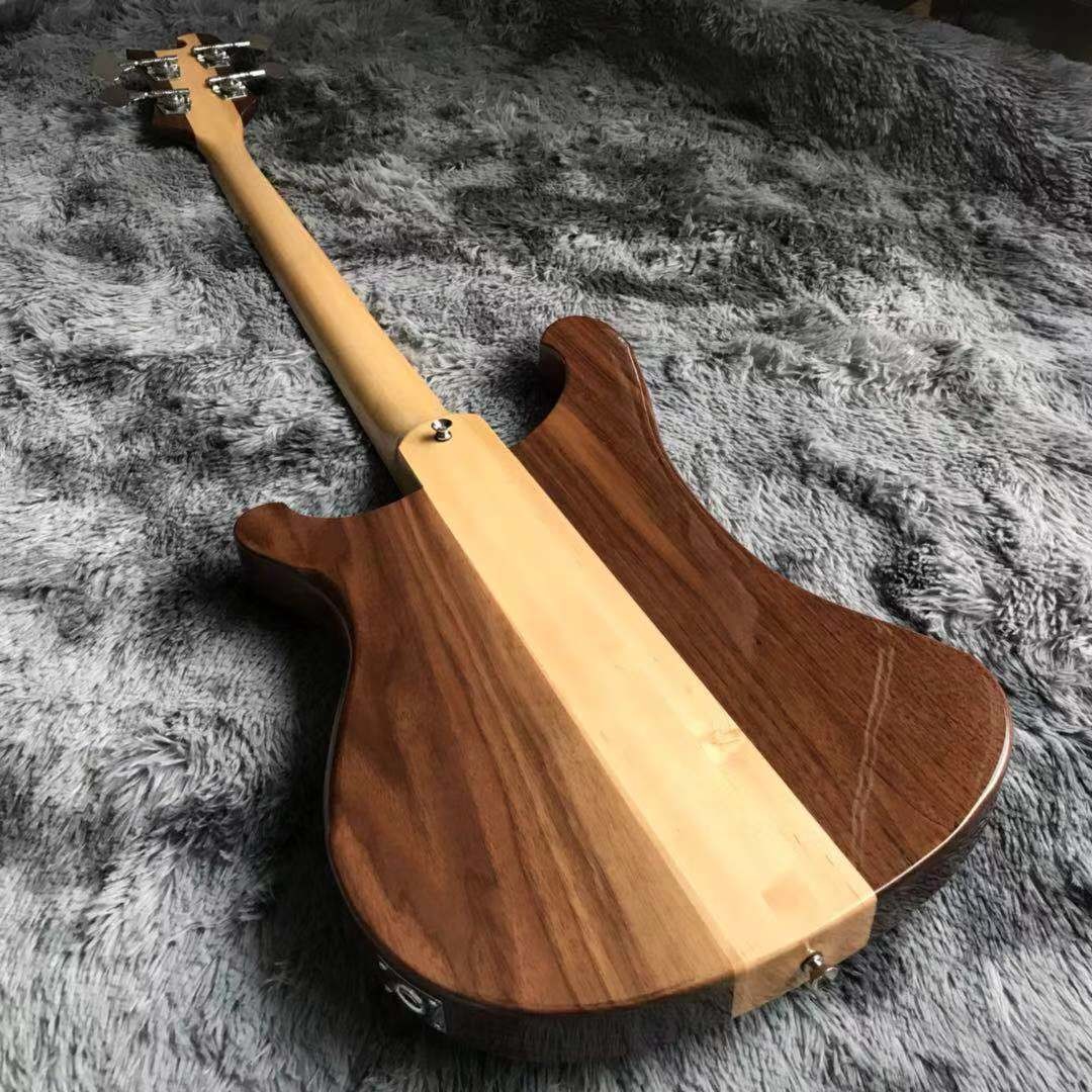 Custom Walnut Wood Neck Through Body Electric Bass with Active Pickup 4 Strings