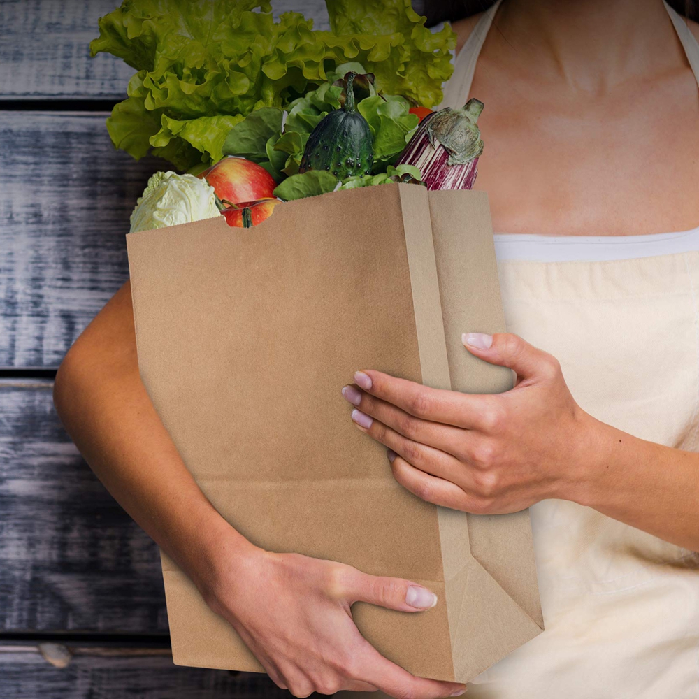Eco-Friendly Fresh Fruits Vegetables Packaging Kraft Paper Bag with Luxury Design