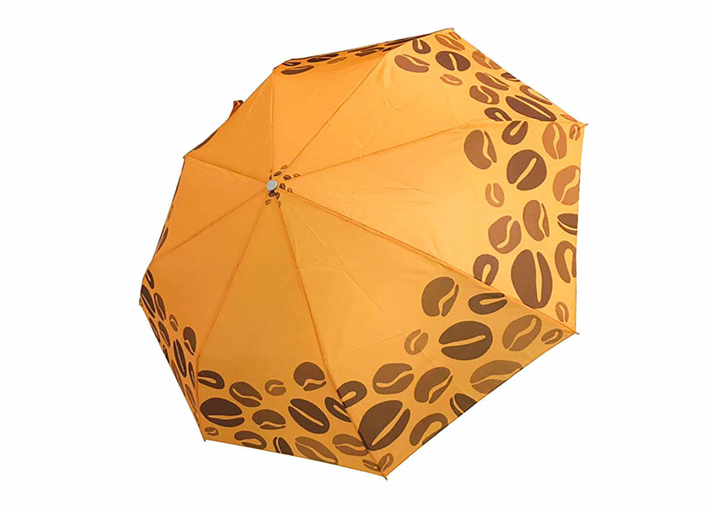 Orange Lightweight Folding Aluminium Umbrella Manual Open Close 21 Inch