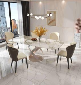 Quality Luxury Contemporary Dining Table Chair Sets With X Stainless Teel Base wholesale