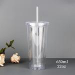 Double Wall Reusable Plastic Acrylic Water Bottle Clear For Parties Birthdays