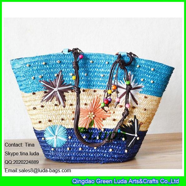 LDMC-073 hot sale summer straw bag lady embroidery starfish beach straw bags
