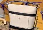Small Genunie Black Printing Linning 25cm Cowhide Bucket Bag Handhold