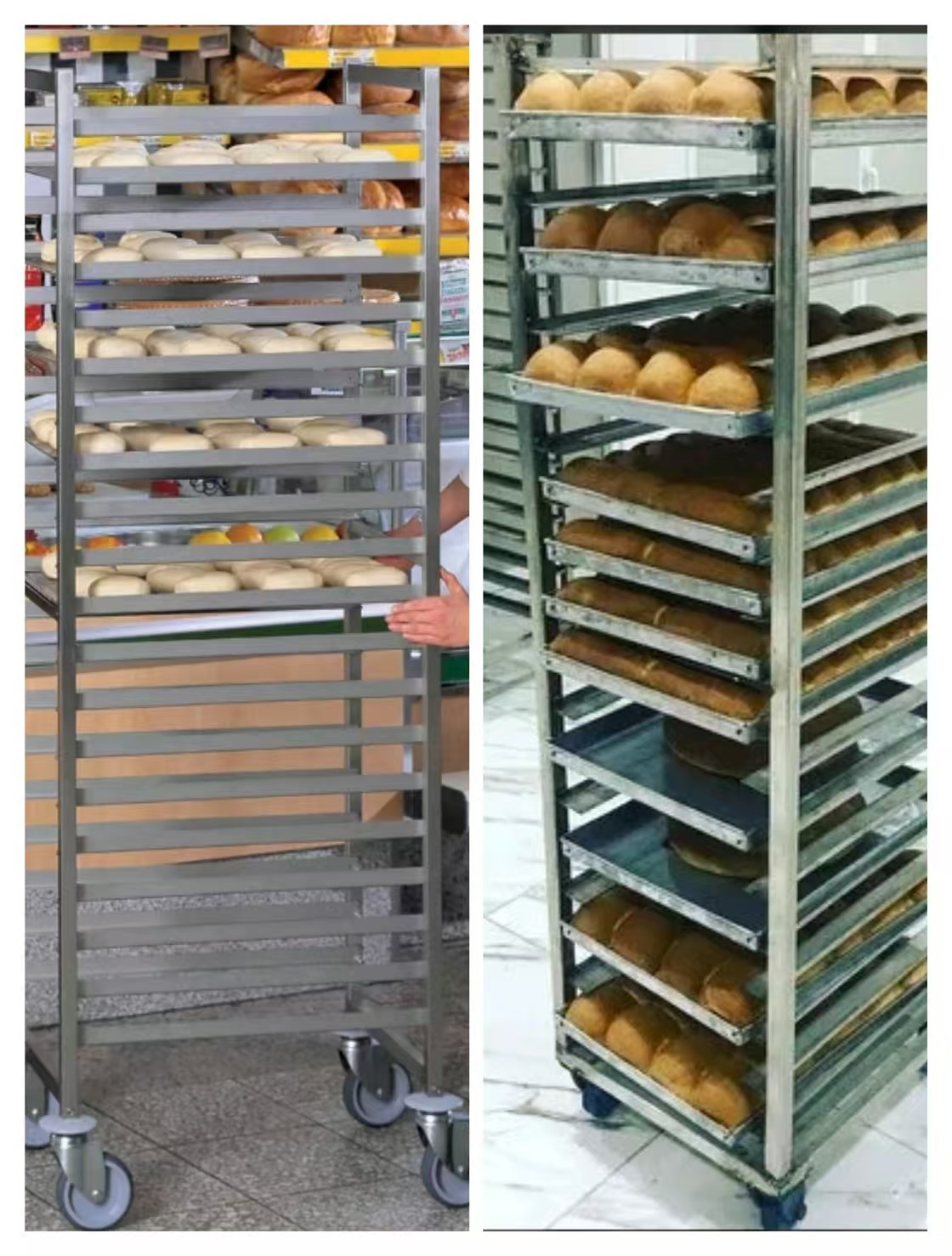 304 Mobile Durable Stainless Steel bread cooling trolley For Storage Cooling Tray