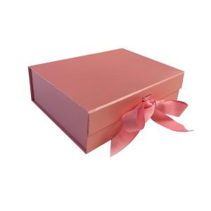 Quality Custom Handmade Magnetic Close Book Shape Rigid Cardboard Ribbon Gift Paper Boxes Flat Folding Packaging wholesale