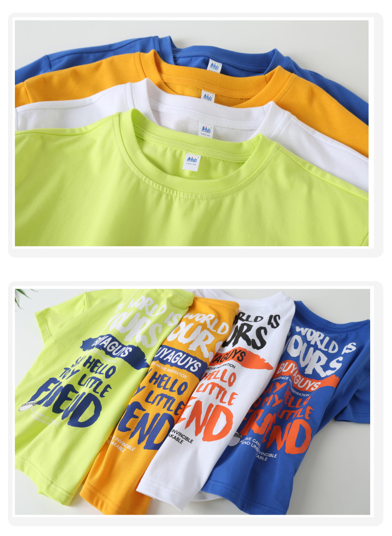 Pure Cotton T Shirt Childrens Summer Clothes Breathable Cool Boys Short Sleeved Top
