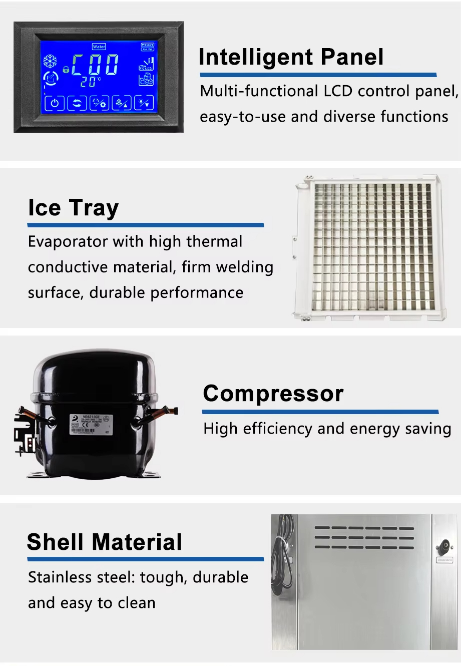 R404A/R290/R22 Refrigerant 200kg Big Cube Ice Block Maker 28x28x22 38x38x22 Automatic Ice Maker Machine for Commercial