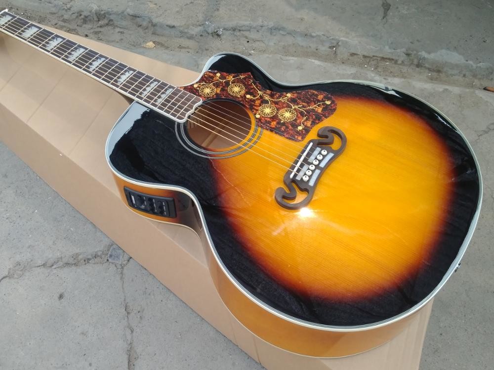 Sunset J200 classic acoustic guitar,Top quality J200vs electric acoustic guitar,Solid Sprue top,Factory Maple J200 guita