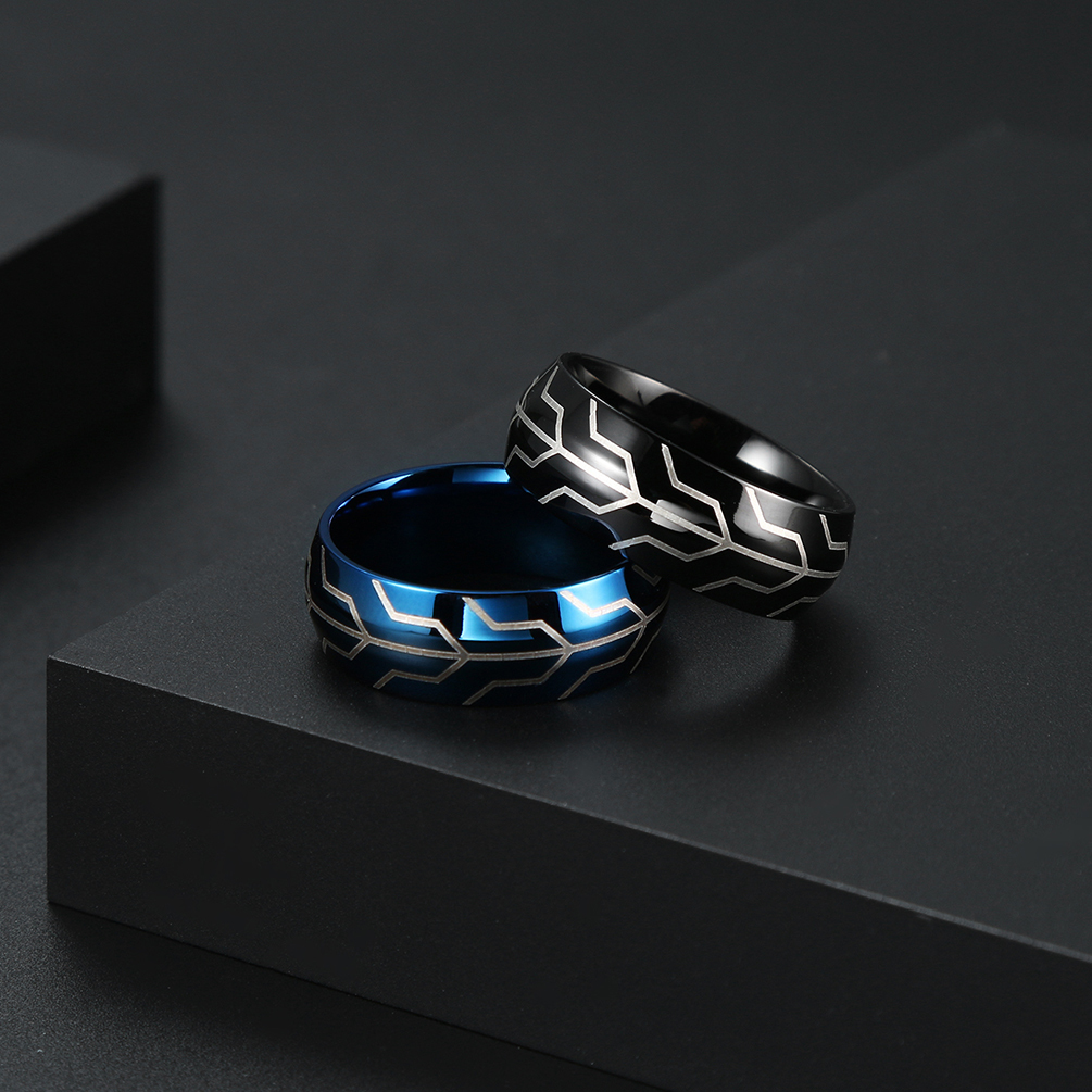Waterproof Stainless Steel Black Ring No Fade Simple Finger Ring For Men