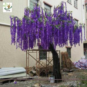 Quality UVG latest 17ft tall purple silk wisteria blossoms artificial flower trees for wedding stage decoration WIS018 wholesale