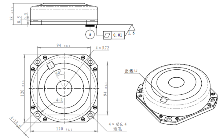 S-F120H high-precision single-axis closed-loop fiber optic gyroscope，Constant Temperature -50 C -75 C Single-Axis Fiber Optic Gyroscope with Bias