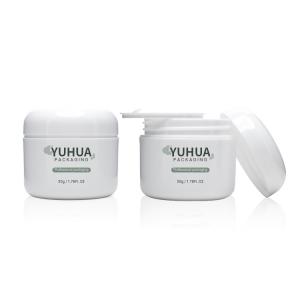 Quality White 50g PP Plastic Cream Jar Skincare Packaging Containers With Mushroom Lid wholesale
