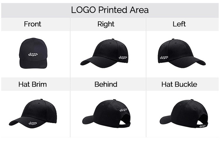 Flat Visor 57cm Six Panel Baseball Cap With Metal Buckle