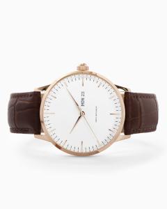 Quality Stainless Steel Swiss Watch , Mens Watch White Face Brown Leather wholesale
