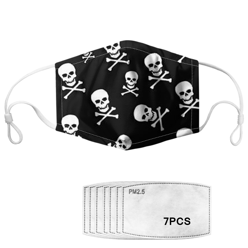 Halloween Skeletons Printed Reusable Face Mask With Elastic Earloop