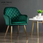 Velvet Modern Nordic Dining Chair White Green Pink Powder Coating Legs 40 Cm