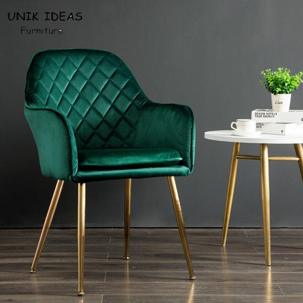 Velvet Modern Nordic Dining Chair White Green Pink Powder Coating Legs 40 Cm