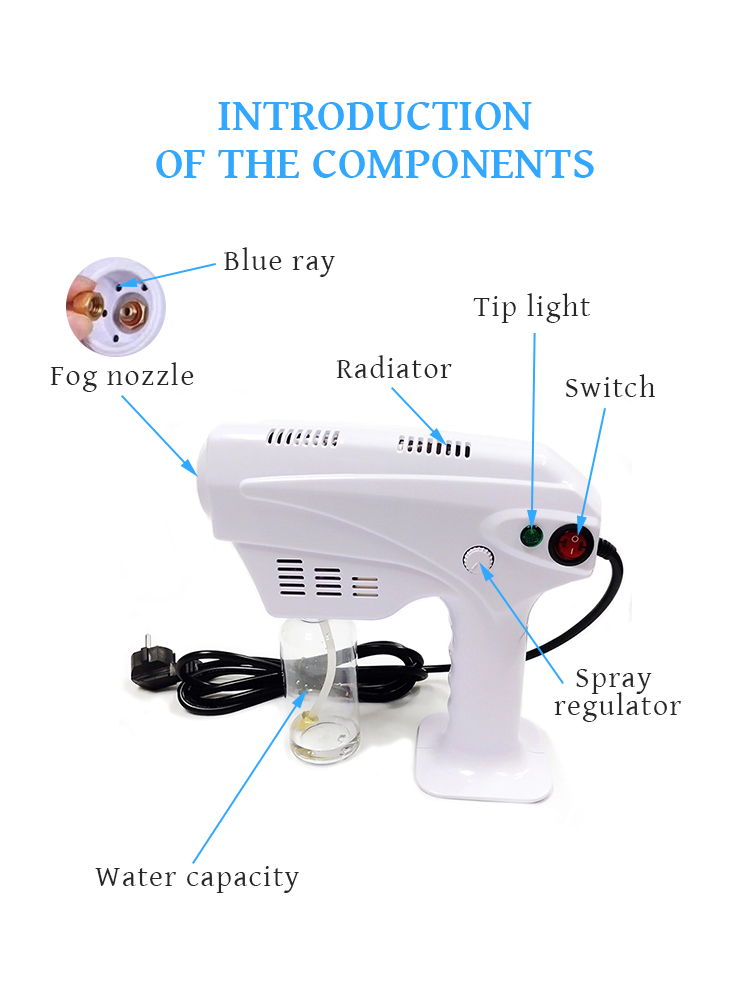 Intelligent Ultraviolet Nano Atomization White Wired Electric Spray Gun for sanitizer