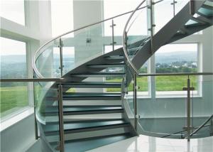 Quality Tempered Glass Tread Curved Staircase Building Curved Stairs With Stainless steel fence wholesale