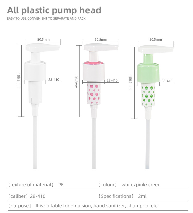 Allplastic PE Material Lotion Pump Cosmetic Mono Dispenser 28-410 2cc
