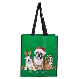Quality Green Reusable Polypropylene Tote Bags With Three Pretty Dogs Solid Rope wholesale