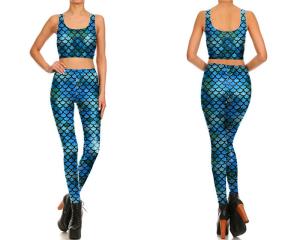 Quality Stretchy Mermaid Swim Leggings , Womens Mermaid Leggings Ankle Length wholesale