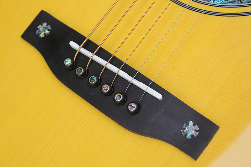 Factory custom yellow 41" full solid OM 42 acoustic guitar with ebony fretboard,Abalone binding and inlay,Wilkinson tune