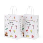 Custom Plated Cake Bread Food Packaging Shopping Kraft Handle Paper Bags With