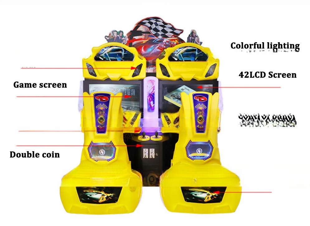 High End Yellow Color Car Simulator Arcade Game Machine English / Chinese Language