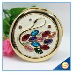 Shinny Gifts Rhinestone Small Metal Mirror For Craft Crystal Round Shape Pocket