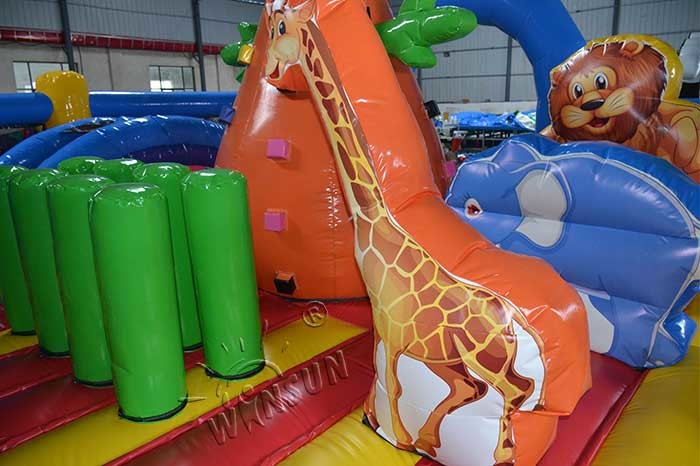 Jungle Theme Commercial Inflatable Water Slides Custom Size Acceptable