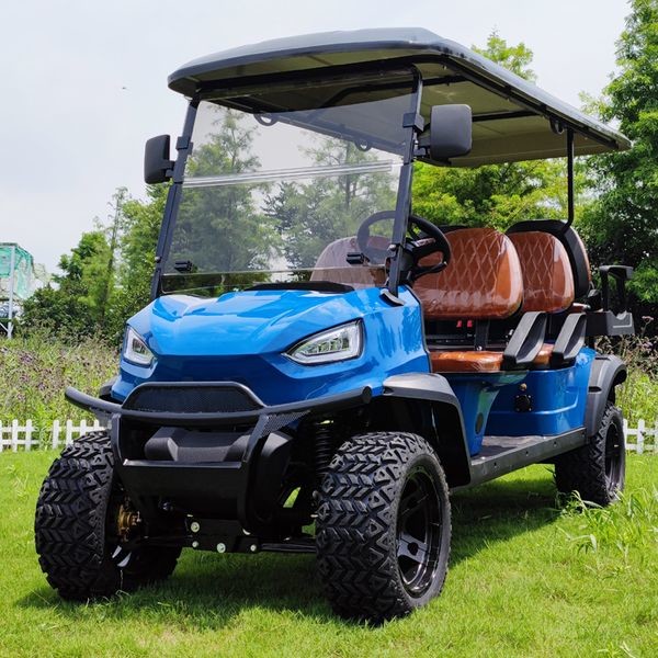 Blue 6 Seater Golf Cart wheelbase 2420mm charging time 6-8 hours Ground clearance 120mm