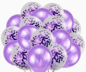 Quality Purple Balloons + White Balloons + Confetti Balloons w/Ribbon | Rosegold Balloons for Parties wholesale