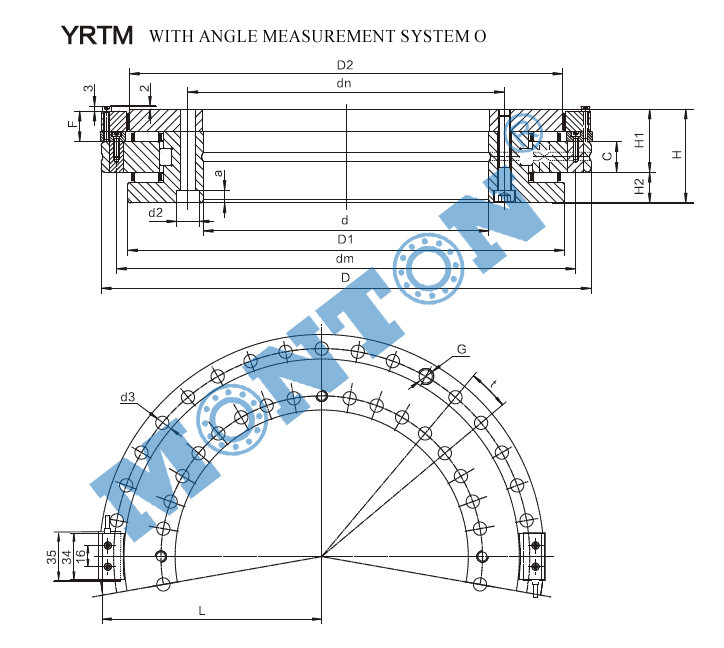 YRTM460 Axial And Radial Precision Turntable Bearing Yrtm With Angle Measuring System