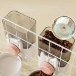 Automatic Pet Cage Hanging Water Dispenser Feeder Double Bowl For Cat And Dog