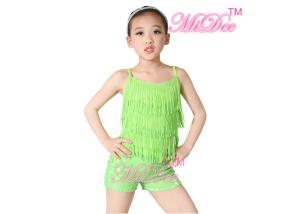 Quality Girl'S Latin Dance Costumes Outfits 2 Pieces Camisole Tassels Sequin Top wholesale