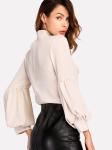 Tie Neck Balloon Sleeve Elegant Ladies Blouse