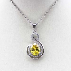 Quality 925 Silver Jewelry 8mmx10mm Yellow Citrine Cubic Zircon Pendant(PSJ0412) wholesale