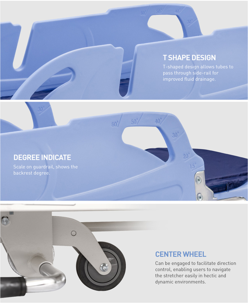 Factory Beautiful Hospital Medical Equipment Patient Transfer Trolley