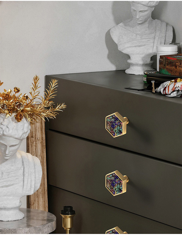 30mm Zinc Alloy Hexagon Knobs Handles Cabinet Pulls For Home Decoration
