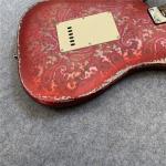 High Quality Electric Guitar Relic Retro Strat Electric Guitar with Pink Flower