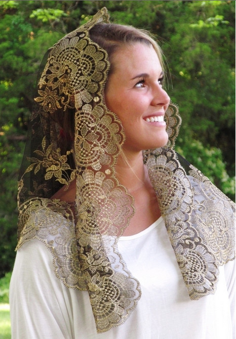Embroidery Mantillas Catholic Church Veils Headcovering Mass Size 120*60cm Spanish Veils