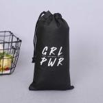 25*49cm Drawstring Non Woven Bag Polypropylene Black 85Gsm