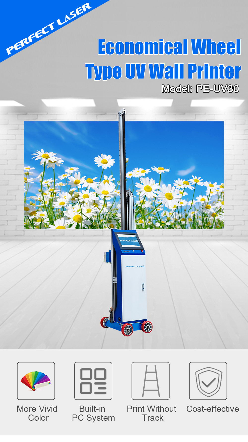 3D Vertical Portable Wall Mural Printer 4800DPI for Glass Ceramic Tiles Wood