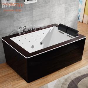 Quality 1800x700 Freestanding SPA Massage Bathtub Indoor 2 Person Black And White wholesale