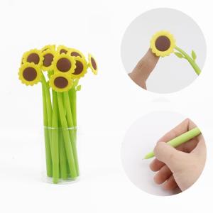 Quality Cute Cartoon Sunflower Silicone Neutral Pen Student Stationery Swing Gift Pen wholesale