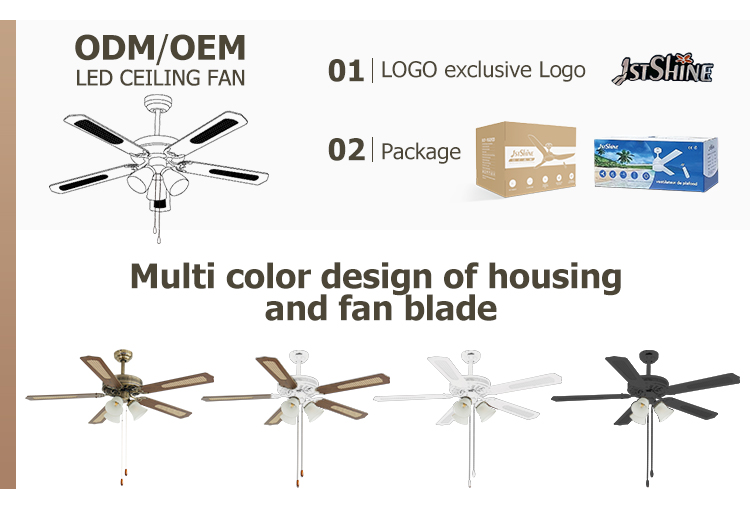 Cooling 1stshine Ceiling Fan with 3 Lights 52 Inch Remote Control AC Motor 5 MDF Blades 2-