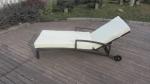 Adjustable Rattan Sun Lounger , Grey Folding Wicker Lounge Chair
