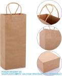Kraft Paper Bags, 5.4"X3.3"X13" Recyclable Brown Wine Bags Paper Gift Bags